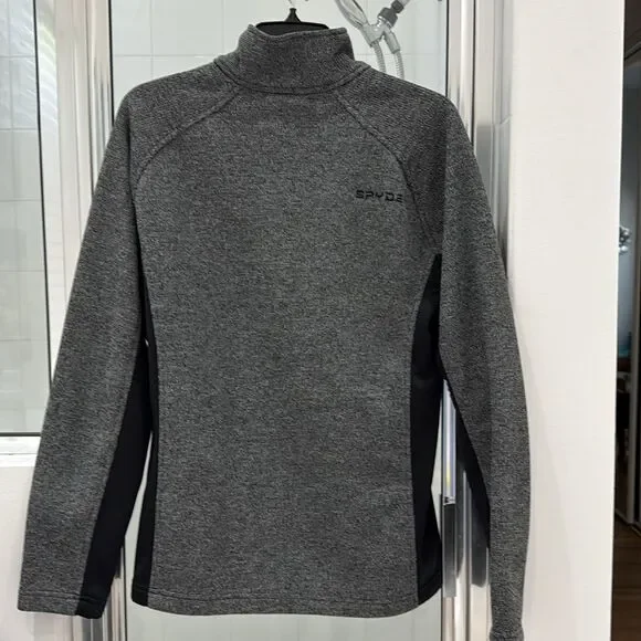 Spyder Quarter Zip Gray Black Jacket Size Medium - Picture 3 of 6